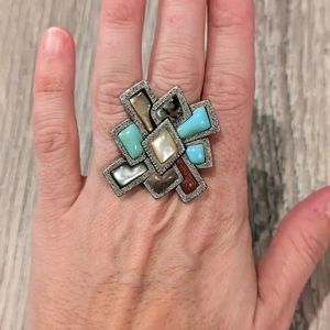 Fashion silver and gemstone ring